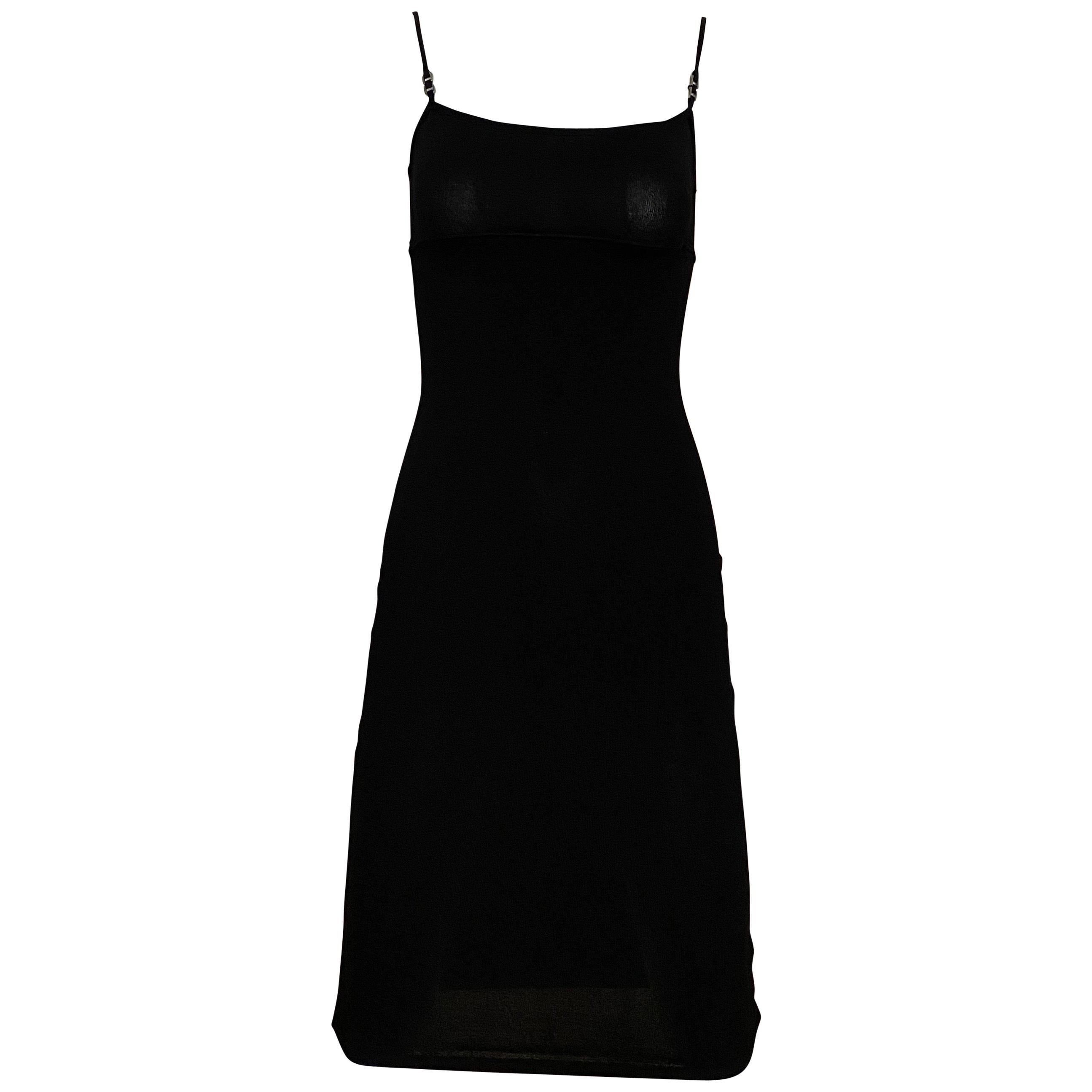 Black Knit fitted Spaghetti Strap Dress ...